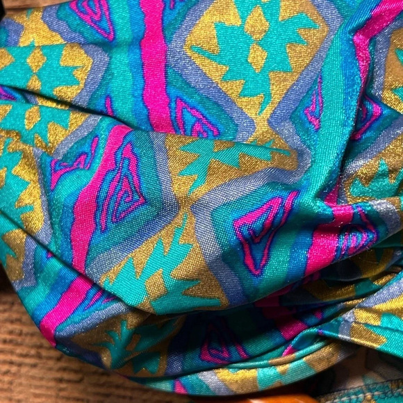 JANTZEN Vintage Metallic Bikini Women’s size 14 HiCut Aztec V-Front - Picture 13 of 13